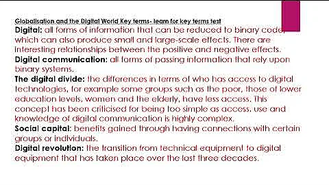 Globalisation key terms revise take 5 1video