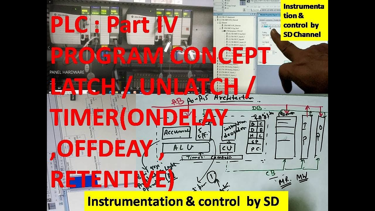 PLC : PART IV : PROGRAM CONCEPT : LATCH / UNLATCH, TIMER - YouTube