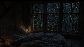 Soothing Rain on Window with Night Forest Scene - Relaxation Sounds - Healing Sound