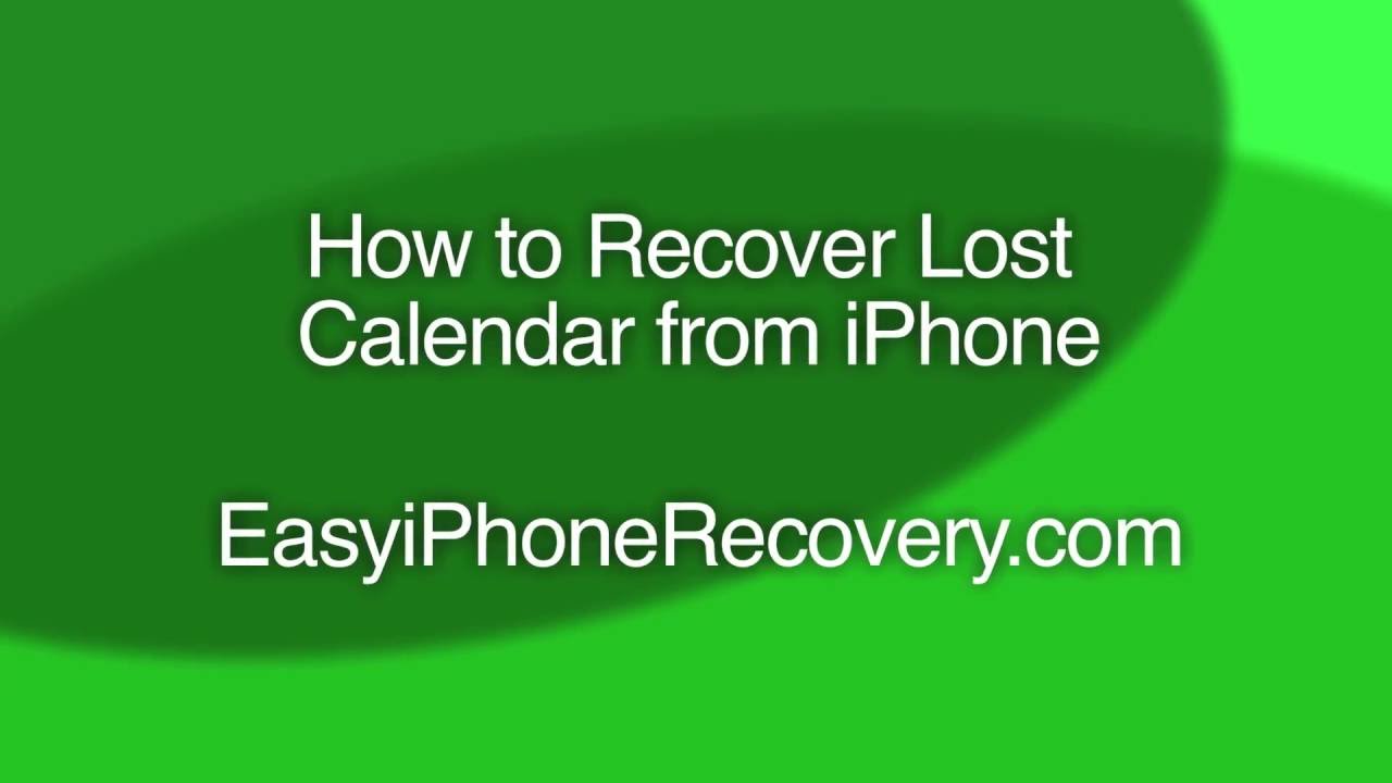 How to Recover Lost Calendar from iPhone YouTube