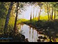How to paint Fall Forest Sunset in Watercolor