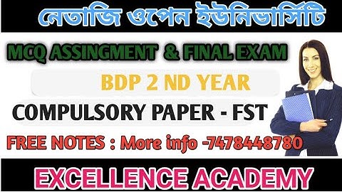 BDP FST MCQ QUESTION ANSWER II 2ND YEAR COMPULSORY PAPER MCQ ANSWER II EXCELLENCE ACADEMY II