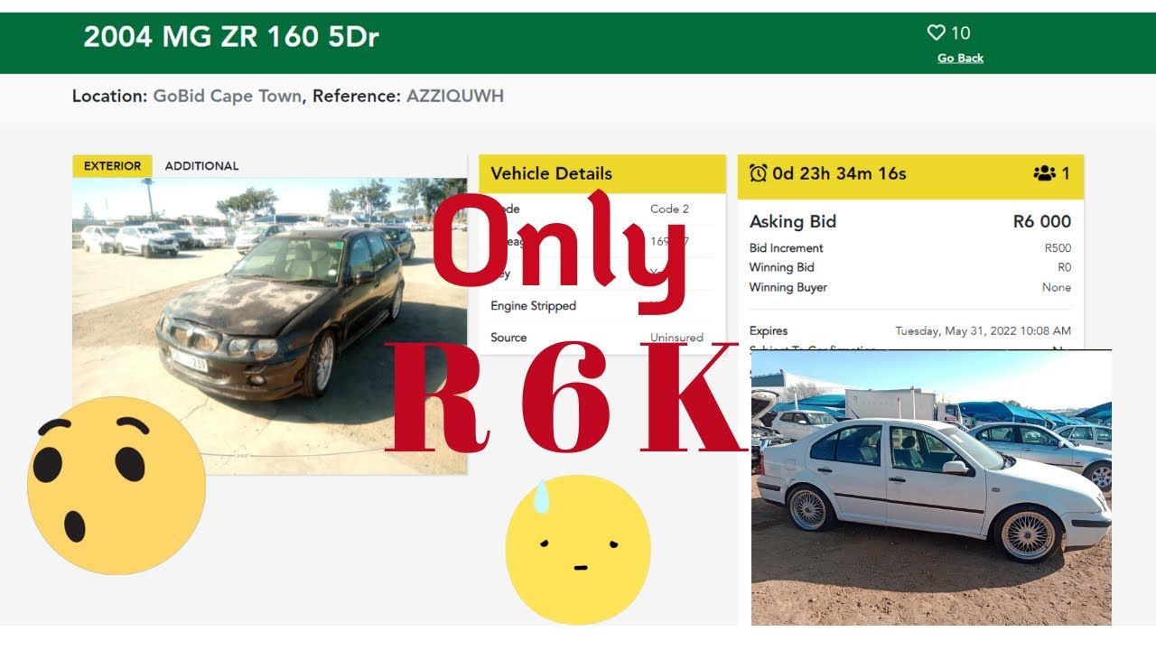 GoBid Cape Town lot Today I visited the R6k 2004 MG ZR 160 5Dr YouTube