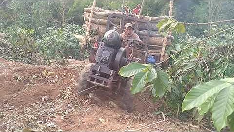 Xe Công Nông 2 Cầu Chở Củi Lên Dốc Rất Yếu || DH 47