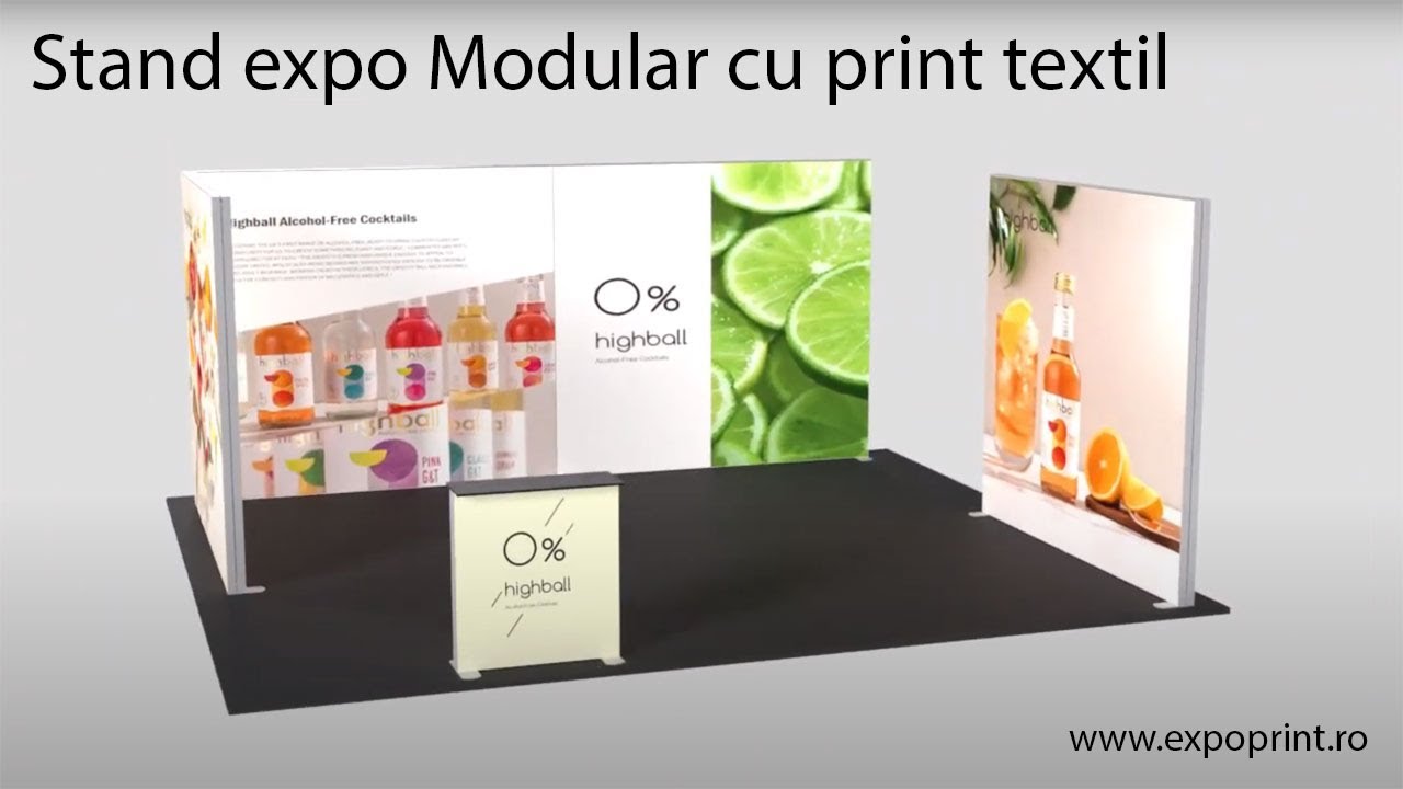 Stand Expozitional Modular compus din pereti personalizati cu print textil