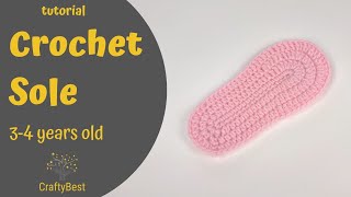 Crochet Sole (3 to 4 years old)  Sola em crochet (3 a 4 anos)