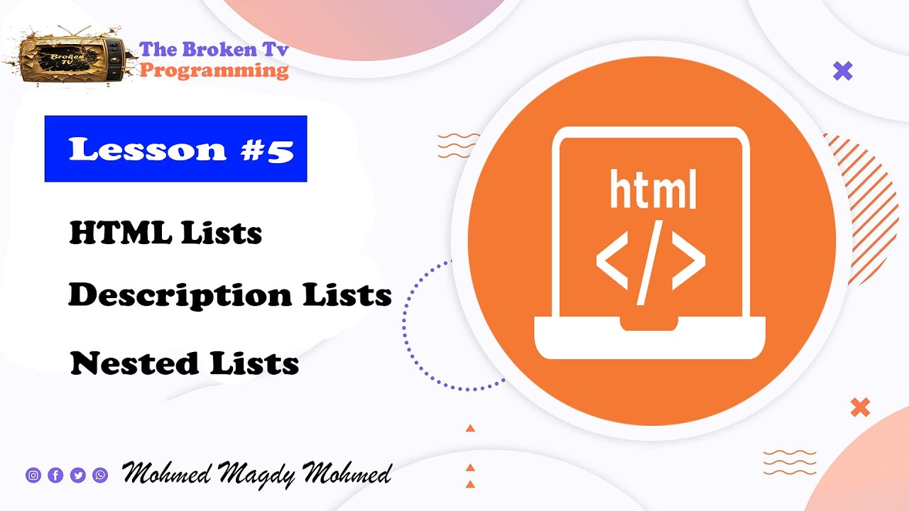 كورس html للمبتدئين - الدرس 5 | شرح html Lists - YouTube