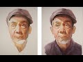 Watercolor portrait painting tutorial - old man portrait