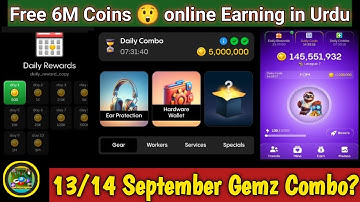 Gemz Combo | 13/14 September 24 Cipher Code | Daily Reward | Badhyaa Crypto | Today Combo In Urdu |