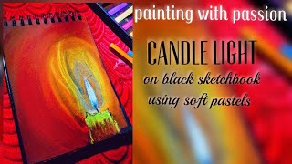 Candle Light on Black sketchbook using soft pastels screenshot 4