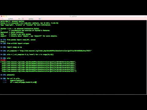 Panda DataFrame tutorial - 3min screencast