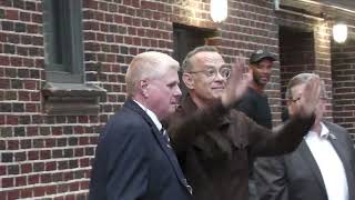 Tom Hanks exiting Stephen Colbert Show