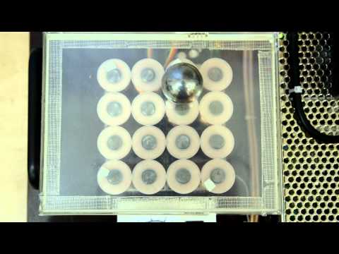 Steering an iron ball along a circular path by shaping the magnetic field using an array of coils