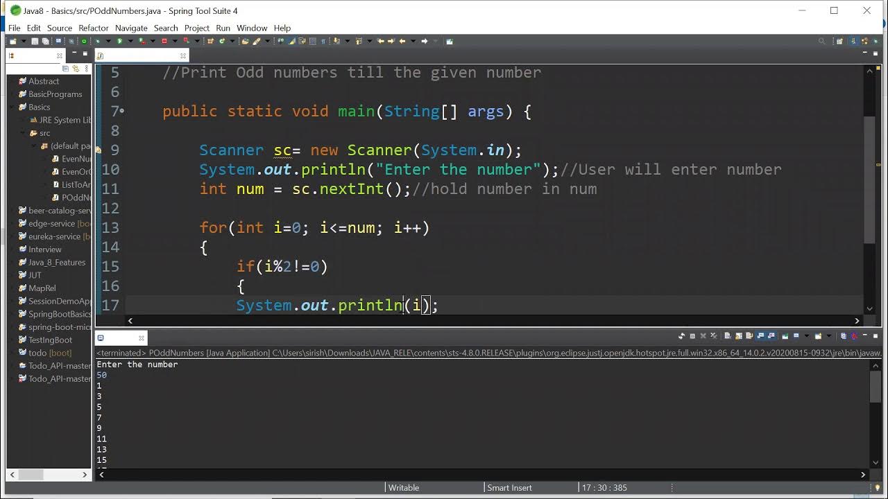 Print The Odd Numbers Till The Given Number in JAVA ||Odd Number using ...