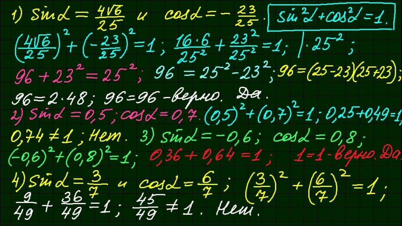 Тригонометрические функции числового аргумента-2