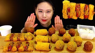 뿌링핫도그 뿌링치즈볼 치즈볼 뿌링소떡 먹방 Mukbang Eating Sound