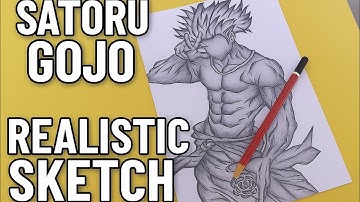 Realistic Satoru Gojo Pencil Sketch | Step by Step Anime Drawing Tutorial#anime #satorugojo