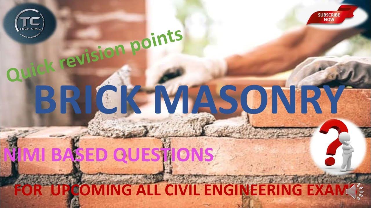 BRICK MASONRY BUILDING CONSTRUCTION QUICK REVISION POINTS NIMI TEXT BOOK QUESTIONS