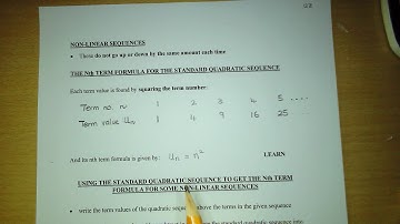 Non Linear Sequences, the standard quadratic sequence and Example 1