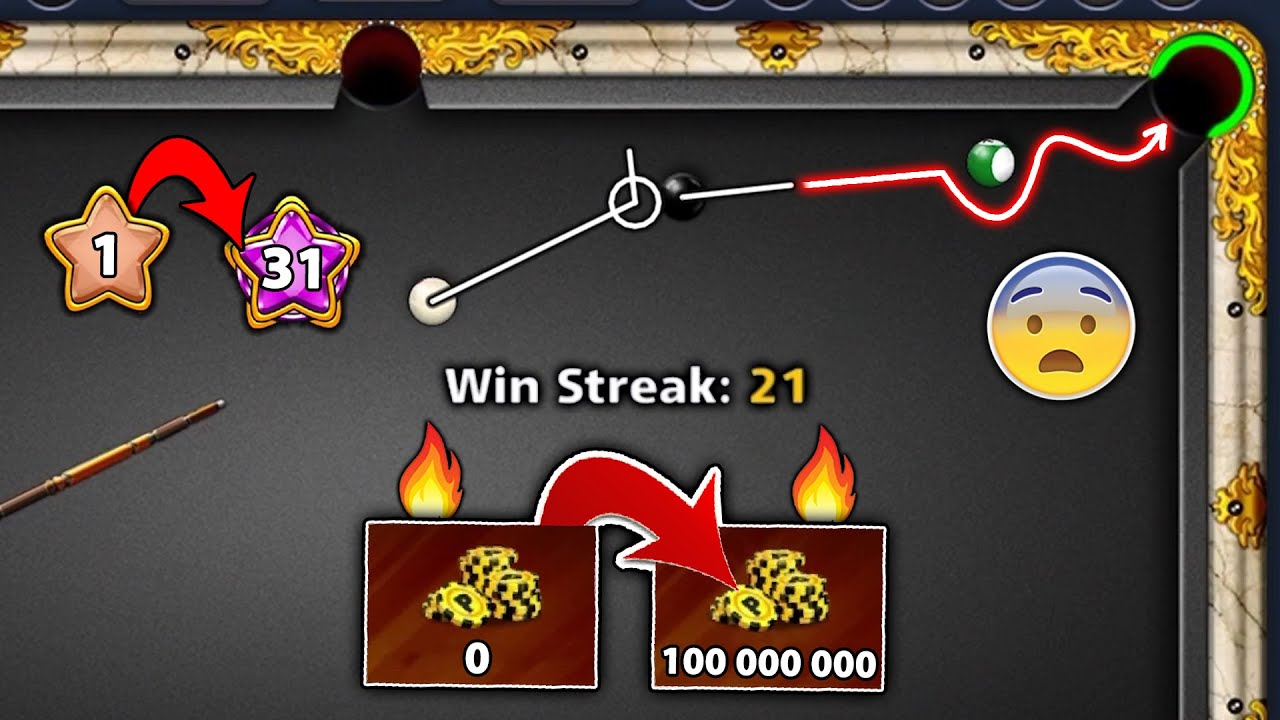 8 Ball Pool - From 0 Coins into 100M Coins in Level 1 - LONDON to BERLIN - 21 Win Streak GamingWithK