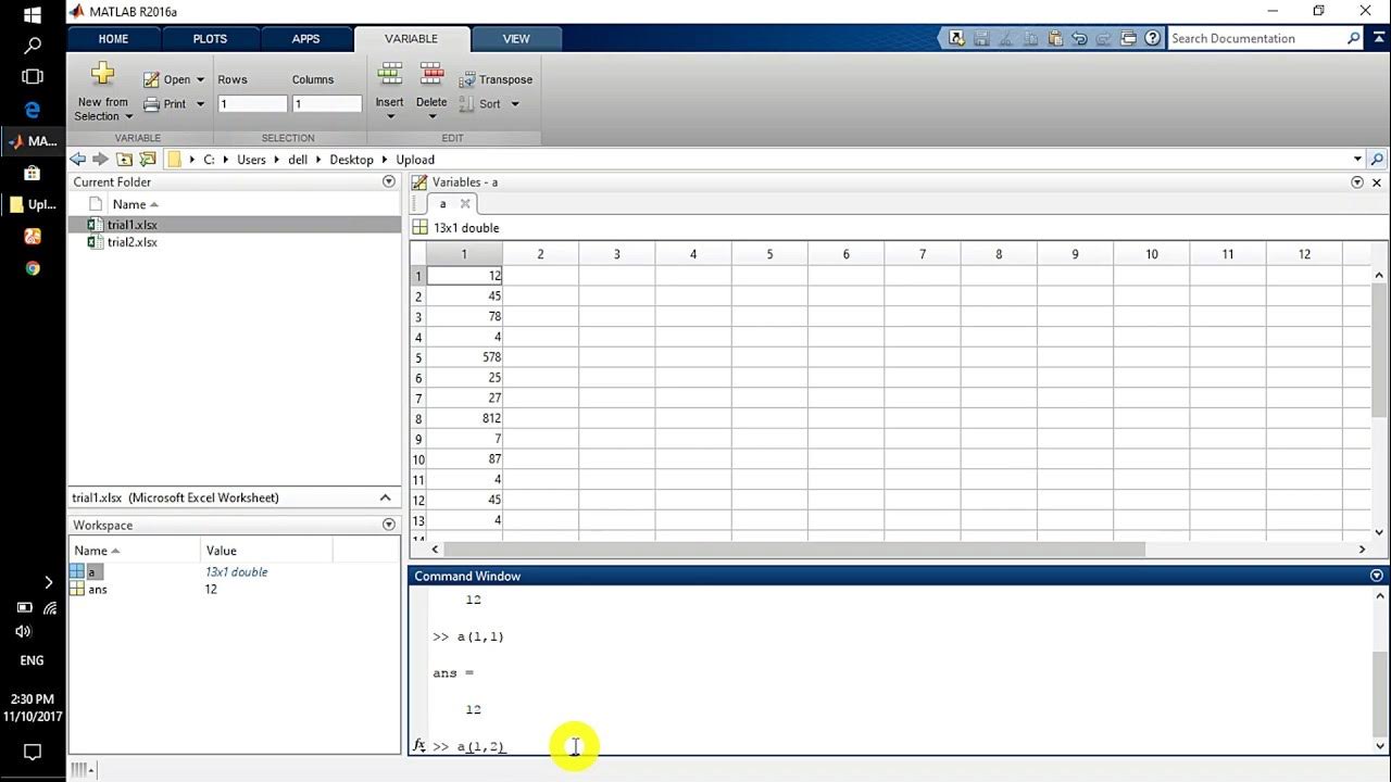 Importing data from Excel to MATLAB | Importing from different ...