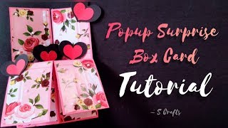 Popup Surprise box card Tutorial | scrapbook card | S Crafts | Handmade | tutorials | Gift ideas