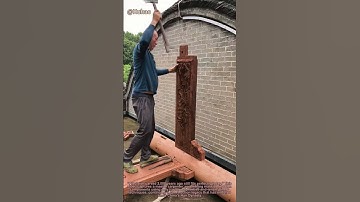 Ancient Chinese Joinery: Master Carpenter Assembling Mortise-Tenon Structure