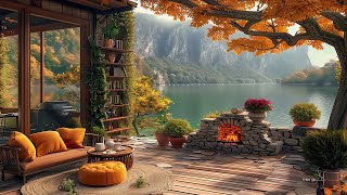 Stress Relief Jazz Music for Relaxation ☕ Positive Autumn Morning Jazz in Cozy Outdoor Cafe Ambience