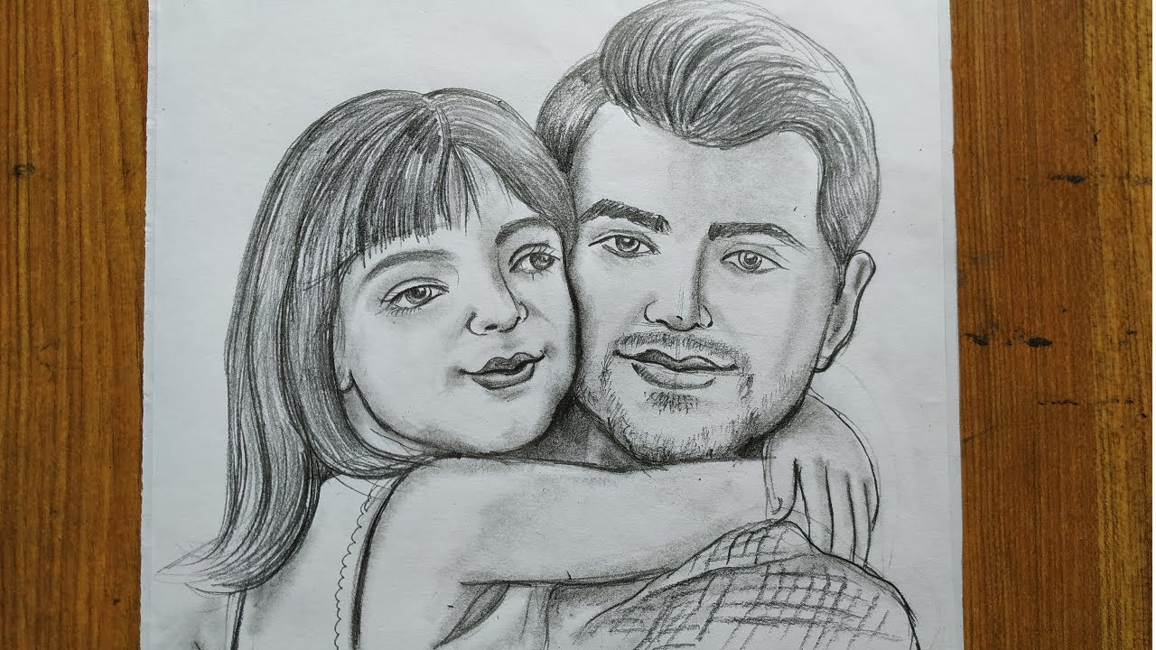 FAther's day drawing with pencil sketch for beginners step by step,how