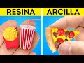 ADORABLES IDEAS DIY🍕🍔 RESINA EPOXI VS. ARCILLA POLIMÉRICA