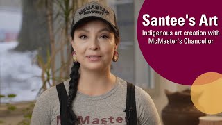 Santees Art
McMasters chancellor, Santee Smith, is a multidisciplinary artist and an internationally recognized leader in the the performing arts. Here, shes working in the Faculty of Humanities art studios on Talking Earth, a commission for the Gardiner Museum in Toronto. Santees Art