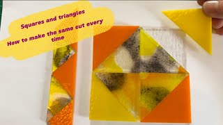 Make a pattern of squares and triangles #glasscutting #glassfusing 