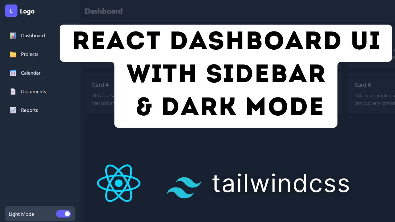 Responsive Dashboard with Sidebar & Dark Mode in React & Tailwind CSS ...