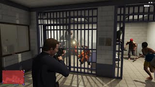 GTA 5 - Cop Michael Starts a Prison Massacre & Police Station Rampage   Ten Star Escape