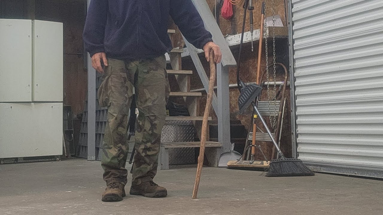 Turning a stick into a walking stick 