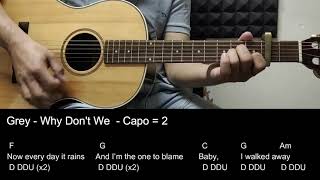 Grey - Why Don't We - Guitar Tutorial Cover with Chords / Lyrics