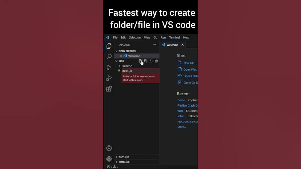 Fastest way to create a file/folder in VS code editor - YouTube
