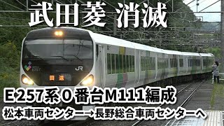 【最後の武田菱消滅】~E257系0番台M-111編成 松本車両センターから長野総合車両センターへ~