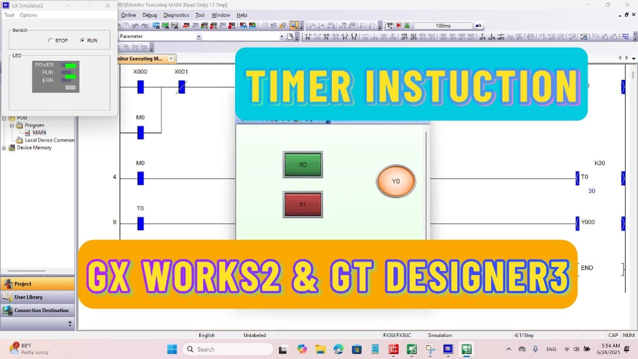 PLC timer programming instructions - YouTube