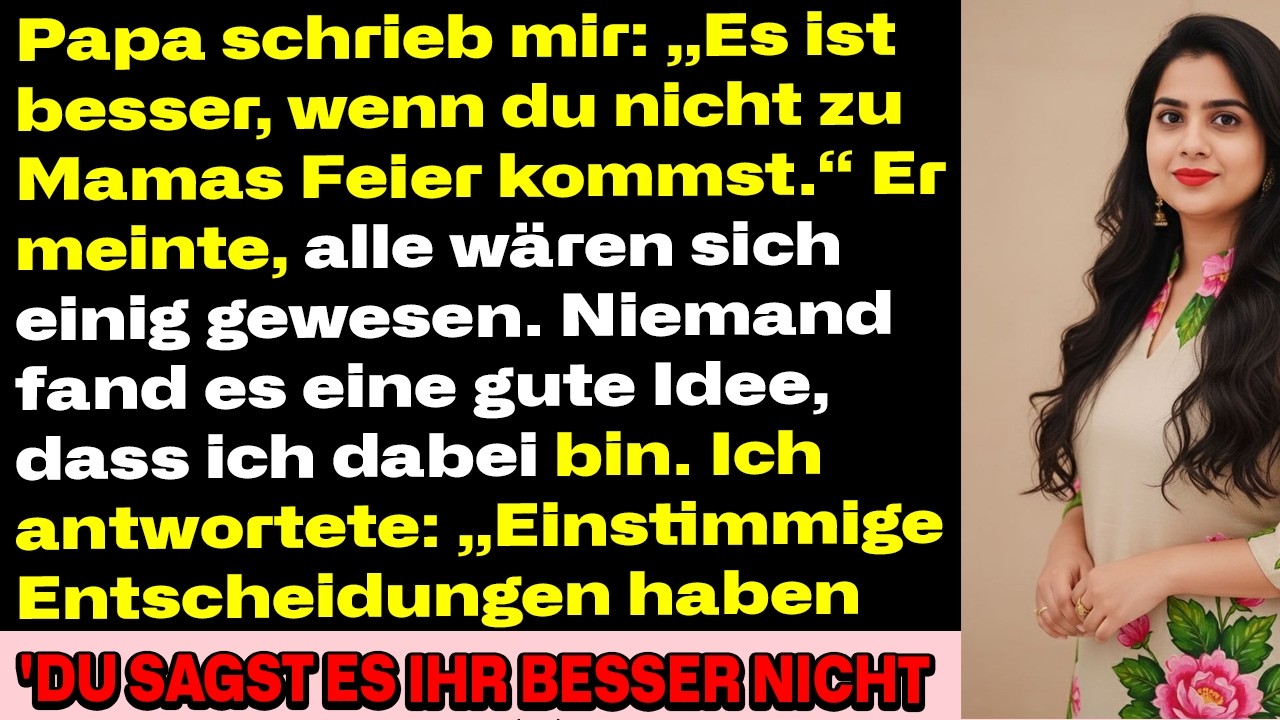 Papa schrieb: „Komm lieber nicht zu Moms Feier…“ – Was dann geschah, schockierte mich