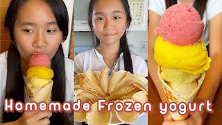 Homemade Frozen Yogurt and Waffle Cone! | Janet and Kate