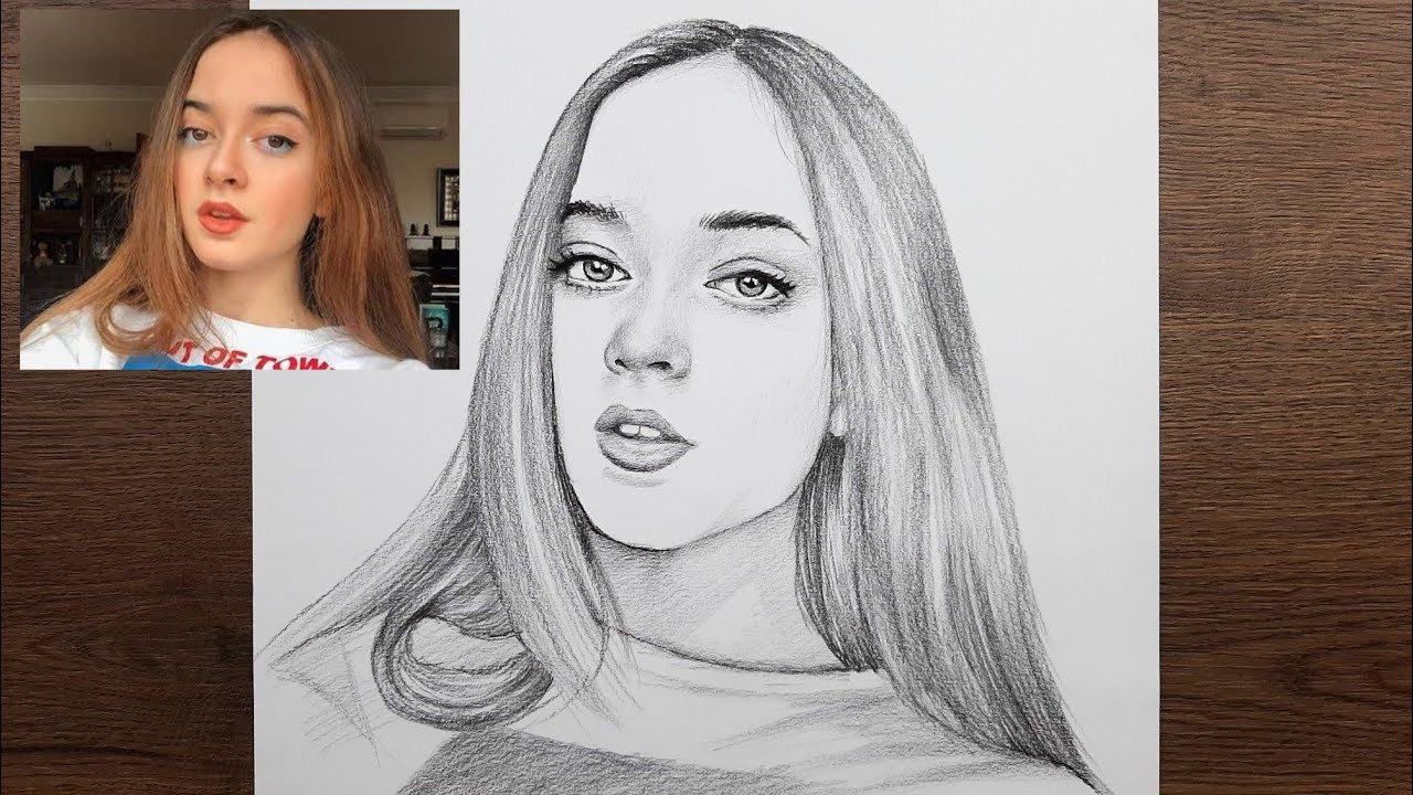 Güzel bir kız çizmenin kolay yolu - Melis Fis karakalem portre çizimi adım adım nasıl yapılır