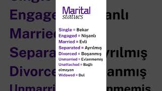 Marital statues #keşfet #keşfetteyiz #englishforbeginner #ingilizceyazma #english #maritalstatus