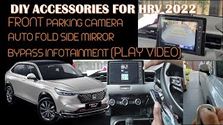 HRV 2022 - Install Front Parking Camera | Bypass player(play youtube) | auto-fold side mirror