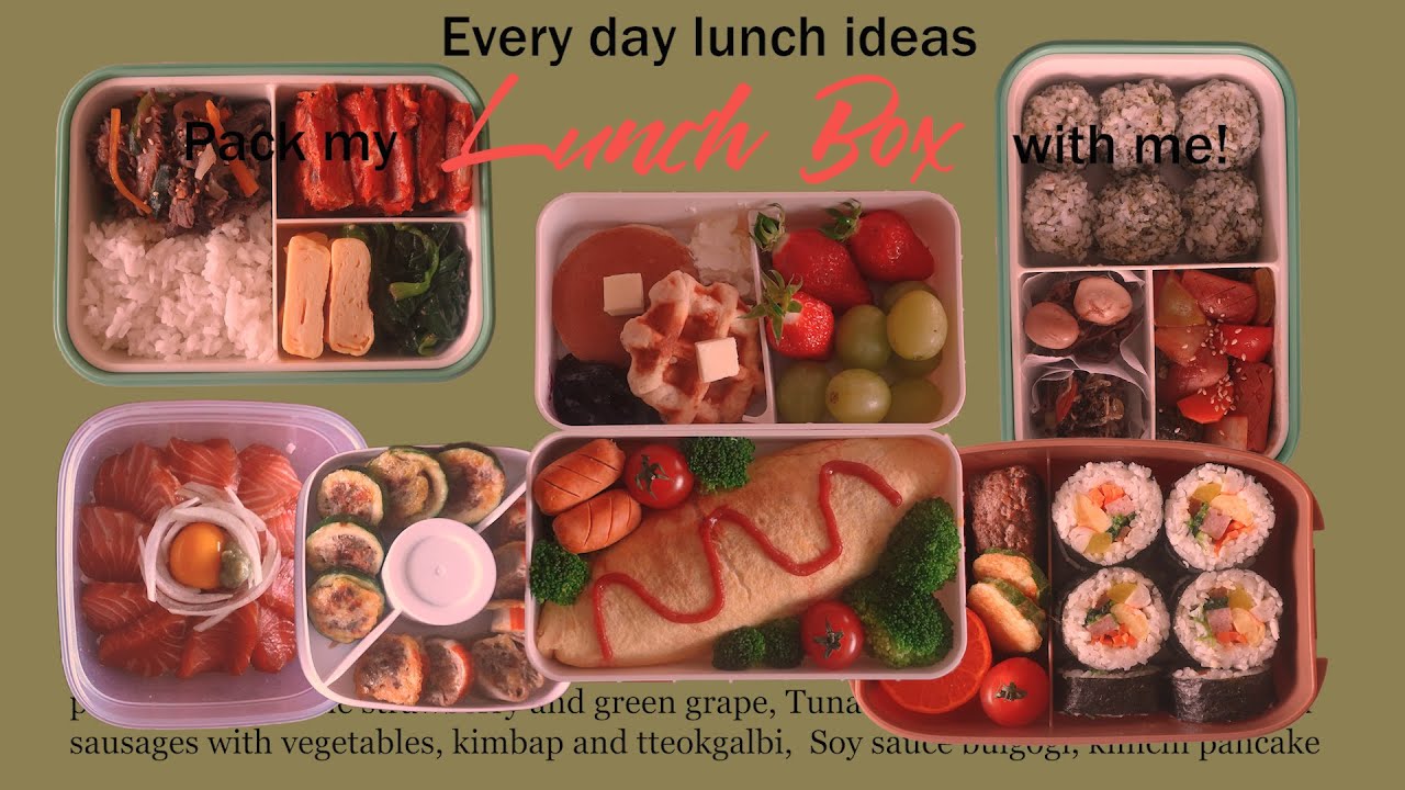 자취생 도시락 모음 2탄 🍱 유학생, 한식이 먹고 싶을때 일주일 도시락 만들기{ 연어장 덮밥, 오므라이스와 와플 팬케이크, 주먹밥과 쏘야 볶음, 김밥, 소불고기와 김치 부침개 }