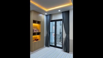 Rèm vải tông xanh đen cho nhà phố siêu đẹp