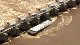 Barges obliterated in Webbers Falls, Oklahoma