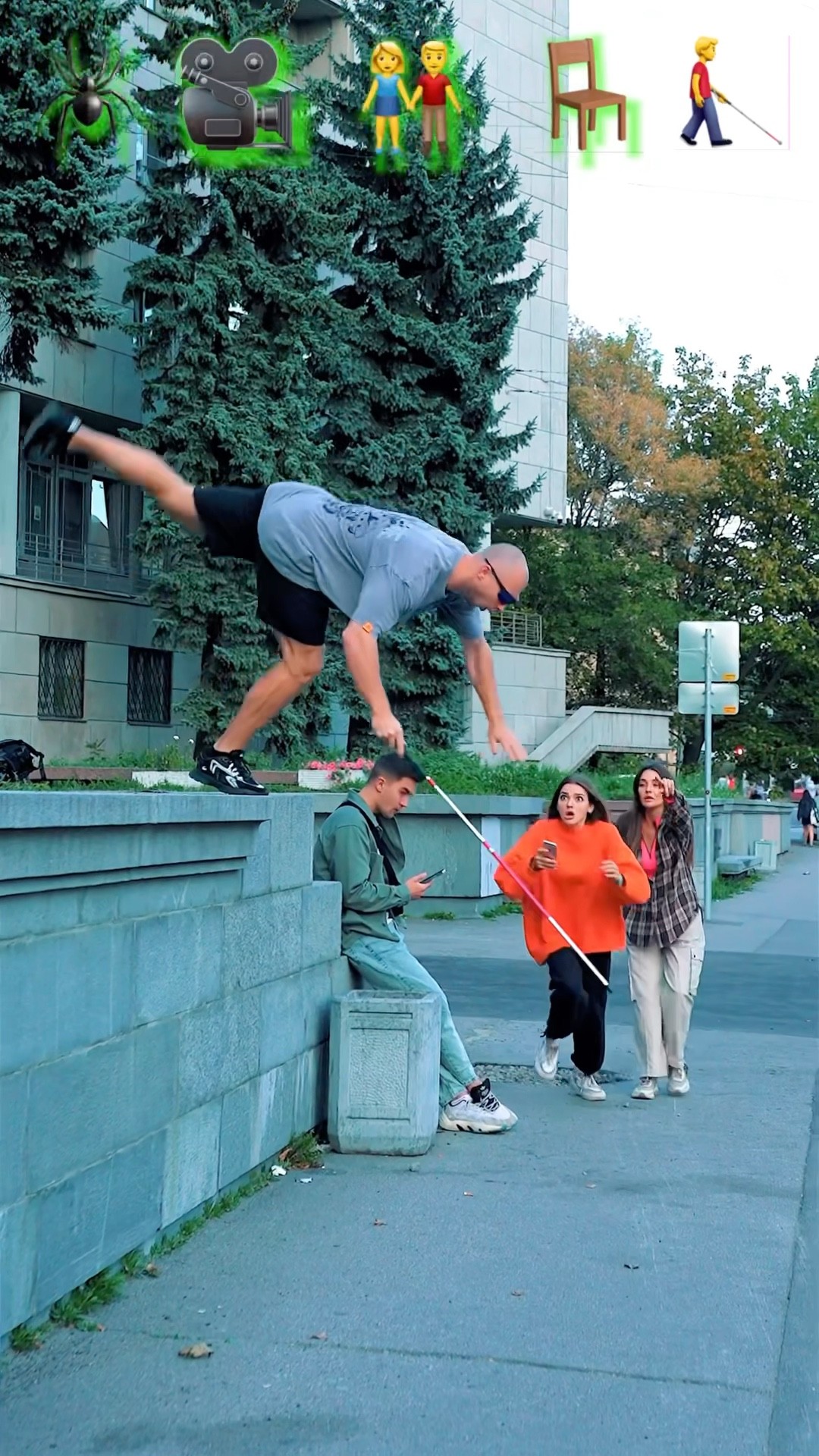 Stunts with Emojis pt.96??#kiryakolesnikov #prank #funny #comedy #stunt #parkour #flip