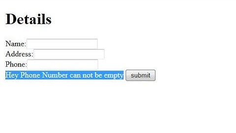 Field validations in Dynamic web programming linking pages with No Html files using Eclipse