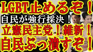 【もう我慢出来るかボケぇ！まだLGBT法案は止められる！『おい！維新と立憲民主党！俺に手を貸せぇ！』】実は自民以外のほぼ全政党もLGBT法案賛成という地獄状態！この状況変えた政党が次の与党だ！強行採決